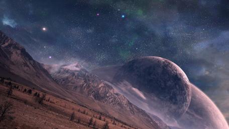Mystical Planetary Vista at Dusk wallpaper