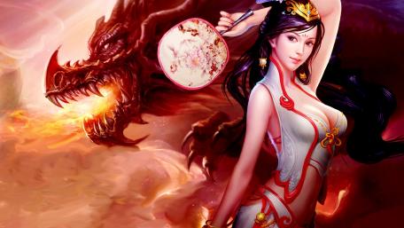 Oriental Beauty in Mythical Realm wallpaper