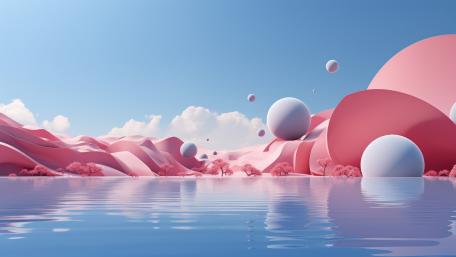 Dreamy Landscape of Soft Pastels and Shapes wallpaper