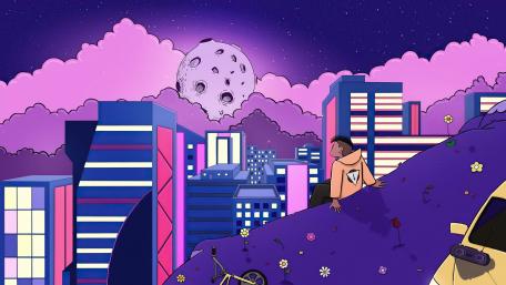 Urban Dreamscape in Neon Night wallpaper