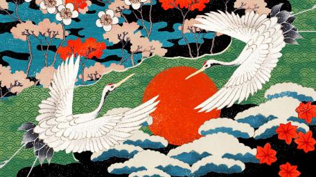 Elegant Cranes in Fantasy Flight wallpaper
