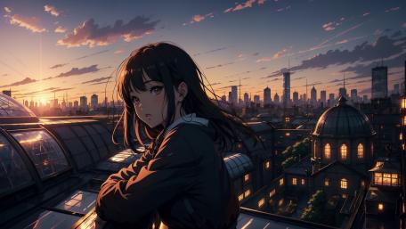 Serene Sunset Amidst the Cityscape wallpaper