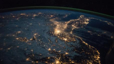 Majestic View of Earth at Night from Space wallpaper