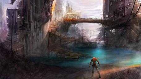 Mystical Journey through a Gothic Landscape wallpaper
