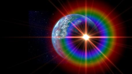Vibrant Cosmic Earth with Radiant Colors wallpaper