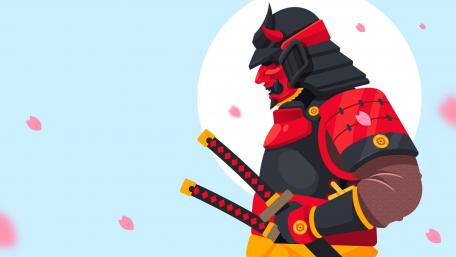 Vibrant Samurai in Cartoon Style Artwork wallpaper