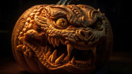 Spiritual Dragon Carved Pumpkin for Halloween wallpaper