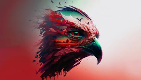 Majestic Eagle in Surreal Flight wallpaper