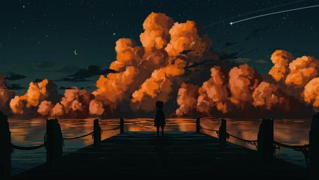 Silent Wish Under Shooting Stars wallpaper