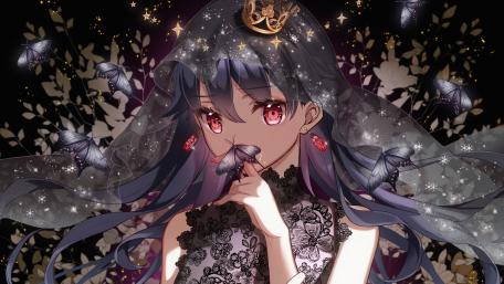 Mysterious Anime Beauty with Red Eyes wallpaper