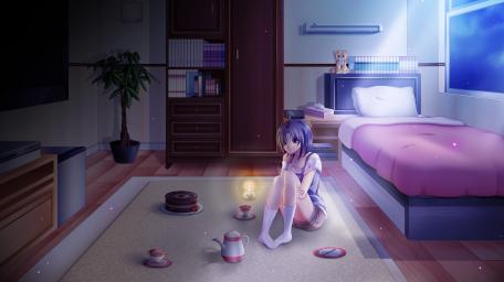 Heartfelt Solitude in an Anime Bedroom wallpaper