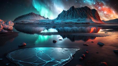 Mystical Night by the Mountain Lake wallpaper
