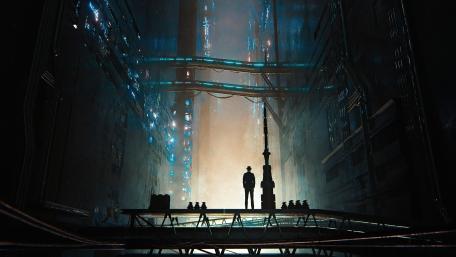 Dark Wanderer in a Future Cityscape wallpaper
