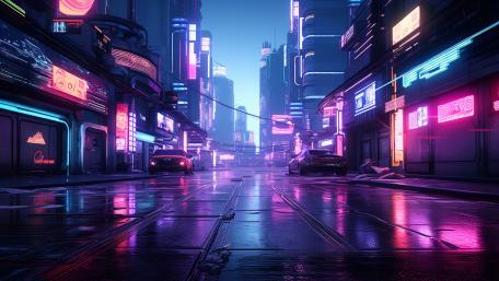 Neon Drenched Cyberpunk Metropolis wallpaper