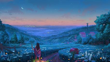 Dawn's Tranquility in Anime Scenery wallpaper