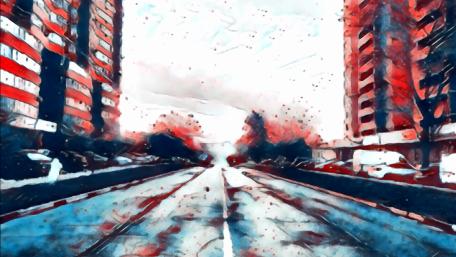 Vibrant City Road in Dreamlike Artistry wallpaper