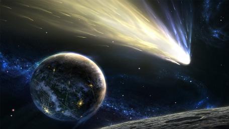 Celestial Encounter in the Cosmos wallpaper