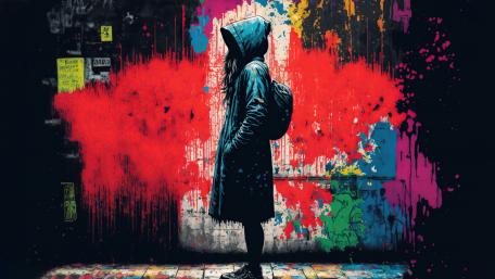 Colorful Solitude in Urban Shadows wallpaper