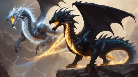 black and white lightning dragons wallpaper