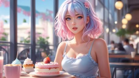 Pastel Dreams at the Cafe wallpaper