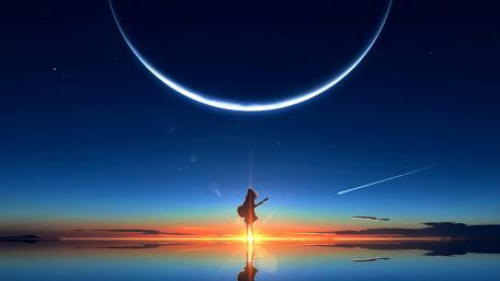 Crescent Moonlight Serenade wallpaper