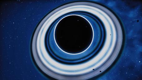 Blue black hole with rings wallpaper