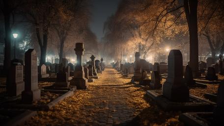 Autumn Graveyard at Dusk wallpaper