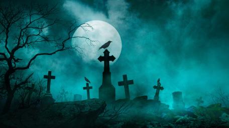 Eerie Halloween Night in the Graveyard wallpaper