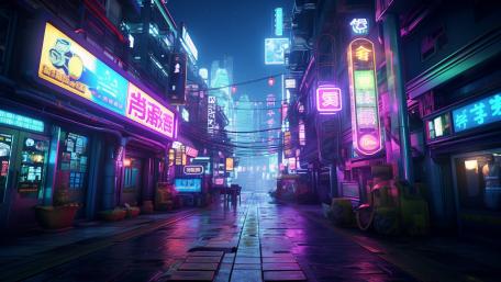 Neon Cyberpunk Metropolis at Night wallpaper