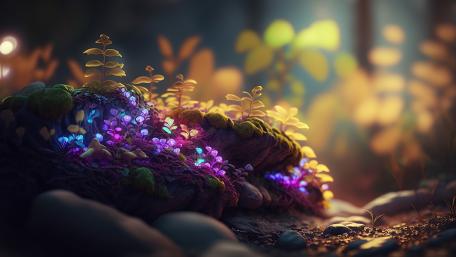 Enchanted Forest Glimmering Fungi wallpaper