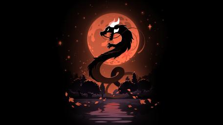 Mystic Dragon Dance Under the Blood Moon wallpaper