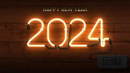 Illuminated Neon New Year 2024 Celebration wallpaper