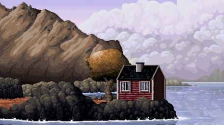 Mountain Cottage Pixel Art wallpaper