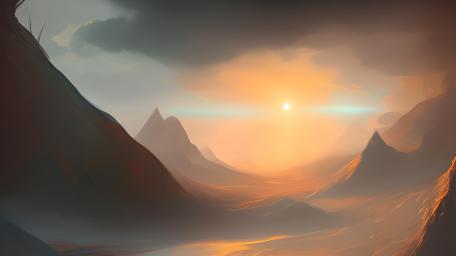 Serene Sunset Over Mystic Mountains wallpaper