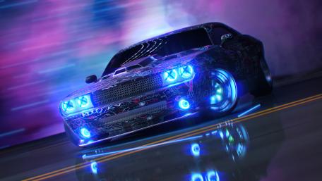 Neon Speed: Dodge Challenger in 4K wallpaper