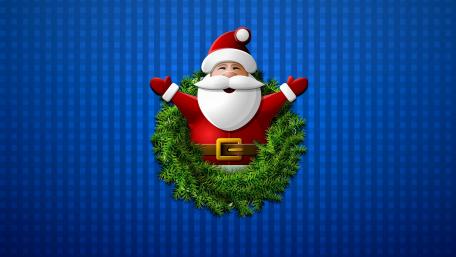 Santa's Joyful Christmas Wreath wallpaper