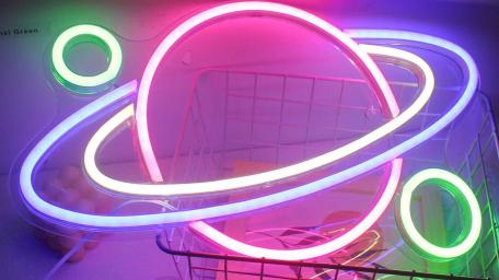 Neon Planetary Vibes for Your Space wallpaper
