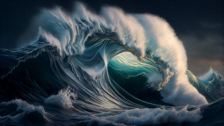 Majestic Ocean Swell in Moonlight wallpaper