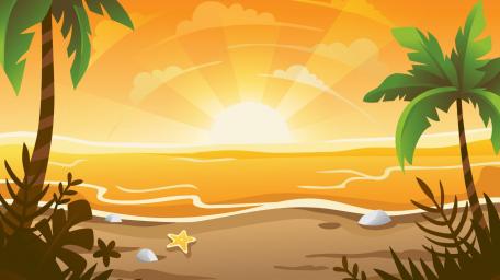 Golden Sunset Paradise Scene for Your Desktop Wallpaper wallpaper