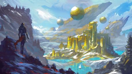 Epic Realm of the Golden Castle wallpaper