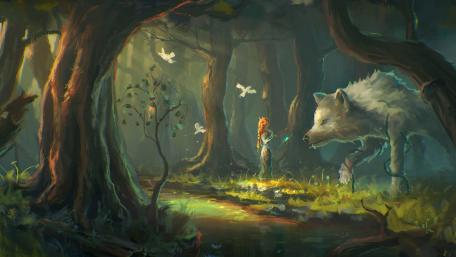 Wolf Guardian of the Enchanted Forest wallpaper