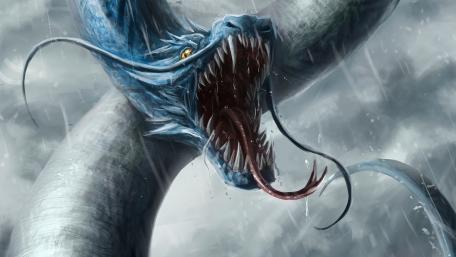 Majestic Sea Dragon Emerges from the Stormy Depths wallpaper