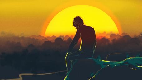 Contemplative Silhouette at Sunset wallpaper