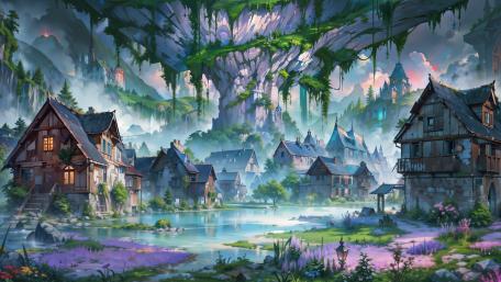 Enchanted Village at Dusk wallpaper