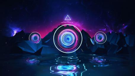 Mystic Neon Peaks at Night wallpaper