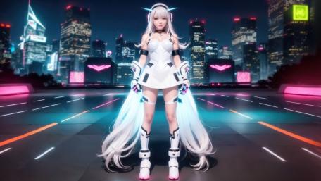 Cybernetic Guardian of Neon Skies wallpaper