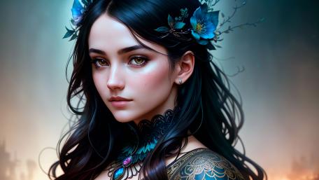 Enchanting Maiden Amidst Twilight Hues wallpaper