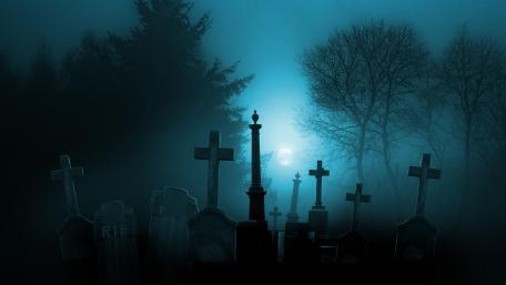 Mystical Moonlit Cemetery wallpaper