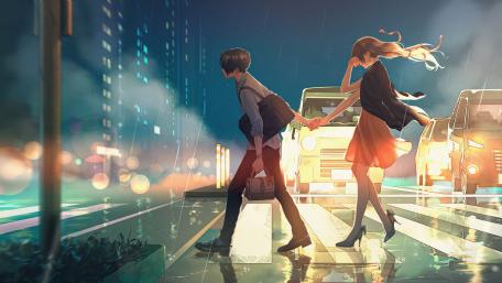 Rainy City Escape Together wallpaper