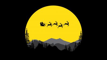Midnight Sleigh Over Moonlit Peaks wallpaper